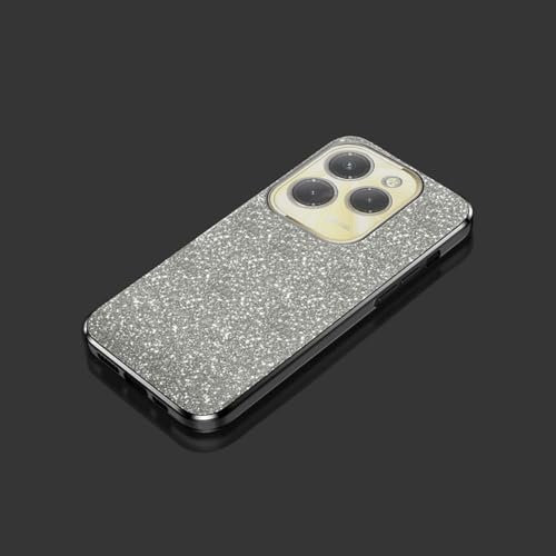 PAIXIKYZ Compatible avec Infinix Hot 40 Pro Coque Souple Transparente Électroplaquée en TPU + Papier à Paillettes