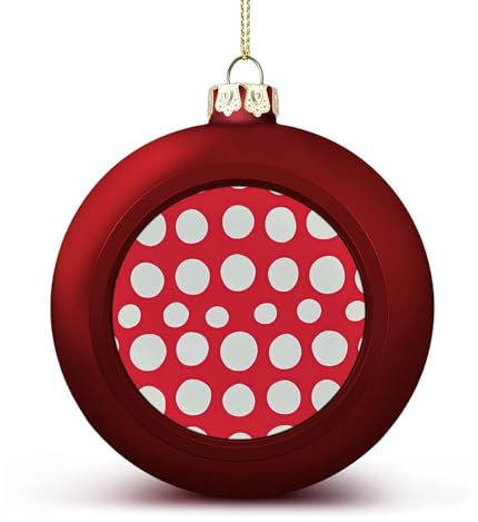 1 x rote Acryl-Kugel, Ornamente mit roten und weißen Punkten, Weihnachtsschmuck, Dekoration für Weihnachtsbaum, Hochzeit, Party, hängende Weihnachtsdekoration, Heimdekoration