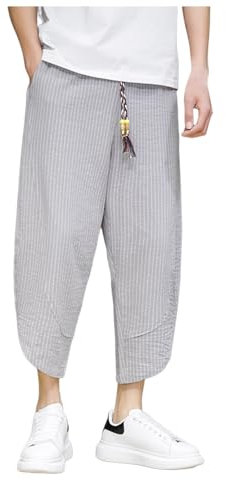 WKAYsIV jagdhose Herren Sport Herren Hosen Business für Herren, lockere, große Größe, japanische Hose mit weitem Bein, Trendige Haremshose Schutzhose Damen(Grey,M)