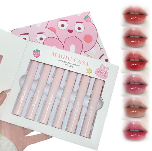 6 PCS Mirror Water Lipgloss,Glas Lippenstift Set,Moisturizing Mirror Lip Glaze Set,Einfach Aufzutragen,Nicht Klebrig,Leicht Einzufärben,Makeup Geschenksets für Mädchen und Frauen