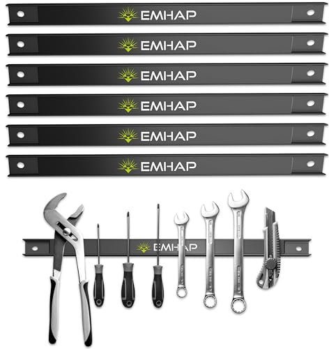 EMHAP© Magnetleiste Werkzeug - EXTRA STARK 6er Set (46 cm) - Universale Magnetschiene Magnethalter Werkzeug - Praktischer Werkzeug Organizer