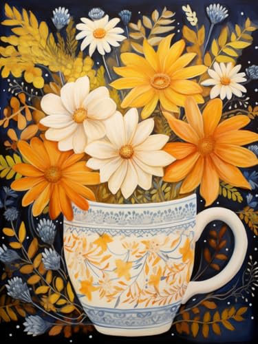 XDEGHUANGSS Kit punto croce Stitch & Create - Bouquet di vasi di fiori - Set completo con istruzioni per la lavorazione - 40x50 cm