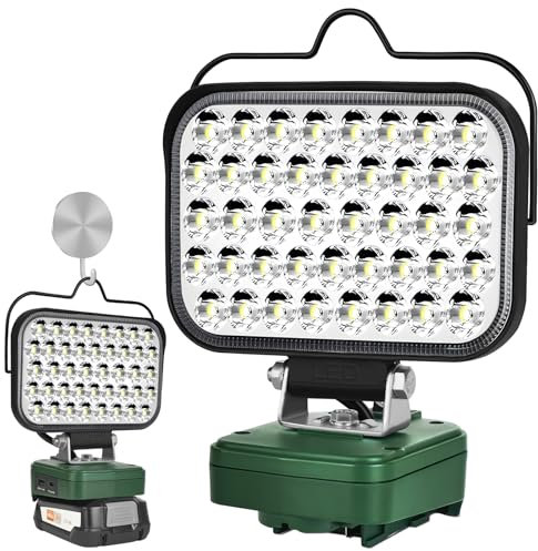 GZYZ Lampe Für Bosch 18V PBA Akku Home and Garden, 126W 5800LM Kabellose Arbeitsleuchte,Tragbare LED Strahler Flutlichter Baustellen Lampe mit USB & TYP C für Camping, Garagen, Autoreparatur