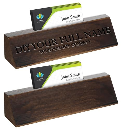 Eersida Namensschild aus Holz, blanko, für Schreibtisch, Namensschild aus Walnussholz, DIY, personalisiertes Namensschild für Schreibtisch, Namensschild für Büro, Klassenzimmer, Geschenk, 20,3 x 5,1 x