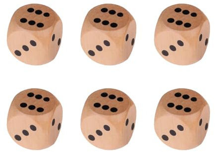 OUDQFCJ Dadi in legno grande – cubo grande – cubo da gioco grande – 30 mm – Dice in legno (6 pezzi)