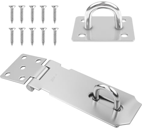 5 Pollici Lucchetto Hasp Chiusura Porta, Serratura di Sicurezza con Viti, Retto Hasp Antiruggine in Acciaio Inox per Camera da Letto, Garage, Armadio, Porte Esterne