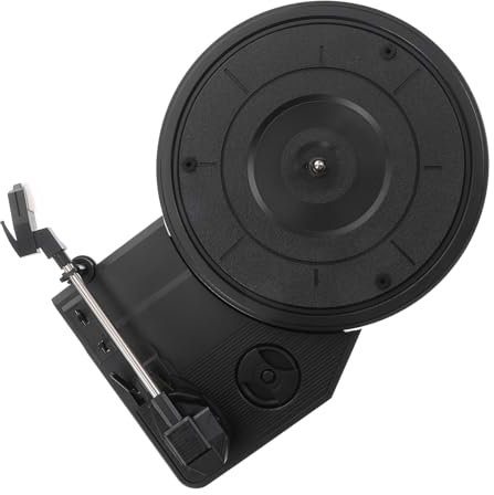 Garneck Movimento del grammofono mini altoparlante megafono altoparlante del giradischi piccolo lettore musicale giradischi retrò Piccolo registratore audio miniamplificatore plastica Nero