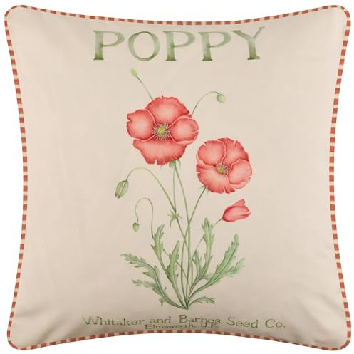 Voyage Maison Poppy Outdoor Cushion – Water-Resistant UV-Protected Floral Fruit Watercolour with Striped Reverse (Red - 50x50cm)