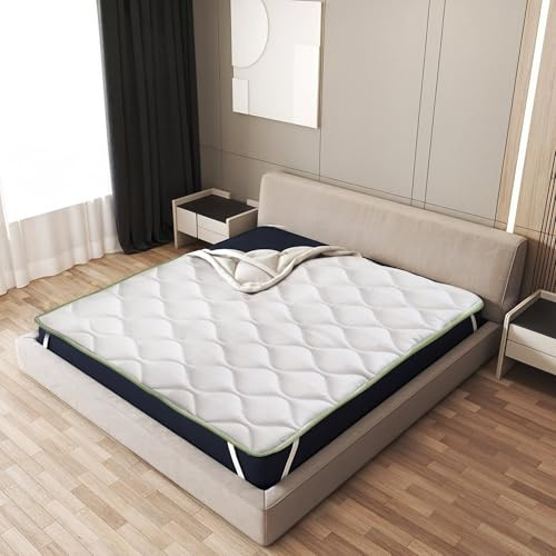 The White Stone Kühlende Matratzentopper 130 x 190 cm mit Elastikbändern | Matratzenauflage mit Cooler-Technologie und orthopädischen Eigenschaften | Höhe 4 cm | Atmungsaktiver, antibakterieller Bezug