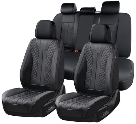 FLORICH Autositzbezüge Universal Sitzbezüge 5er Set für die Vordersitze und Rücksitze Autositzbezüge PU Leder Wasserdichtes passend für die meisten Pkw, SUV und LKW (Komplettset, Schwarz)