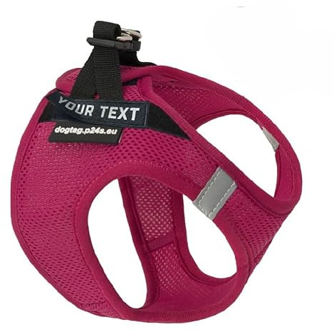 P24S SMART Step-In Brustgeschirr für kleine Hunde – inkl. personalisierte Namensklettsticker & Online Hundefinder Service (Dunkelpink, 3XS (Brust: 34-38 cm))