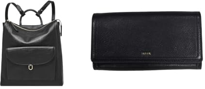 Fossil Damen Parker Schwarze Ledertasche und Logan Portemonnaie, Set