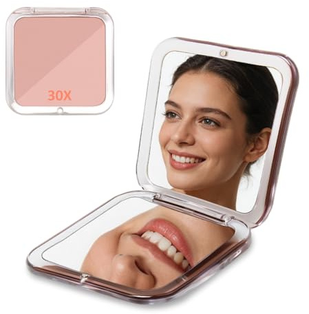 VBK Miroir Maquillage Pliable 30x Grossissement, Double Face Rose Gold, Poche Magnifiant Professionnel, Cosmétique Voyage, Compact Beauté