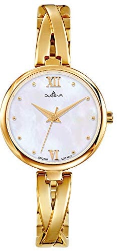 Dugena Damen Quarz-Armbanduhr, Gehärtetes Mineralglas, Edelstahl Schmuckband