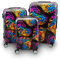 Berwin® Design Koffer Reisekoffer Trolley Hartschalenkoffer Polycarbonat mit 4 Rollen als Set (Butterfly Schwarz, 3er Set (M/L/XL))