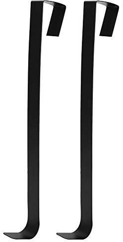 2 piezas de colgador de corona de Navidad para puerta principal, 20 libras de gancho para puerta, decoración navideña, gancho de corona para puerta de Navidad (hierro forjado de metal)(Negro)
