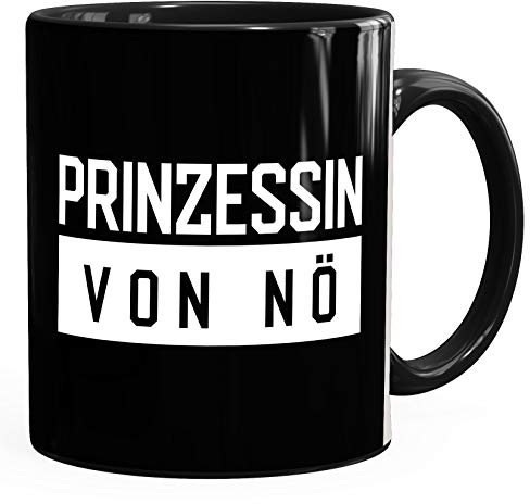 Kaffee-Tasse Prinzessin von nö Teetasse Keramiktasse MoonWorks® schwarz unisize