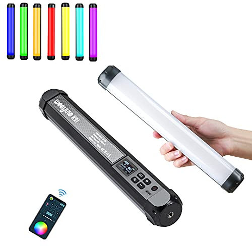 Weeylite K21 RGB LED Video Lichtstab Handlichtstab, Magnetischer Röhrenlicht für Fotografie mit 2500mAh Akku/APP-Steuerung/360° Vollfarbe/2500K-8500K/OLED-Display für TikTok,Vlog, YouTube