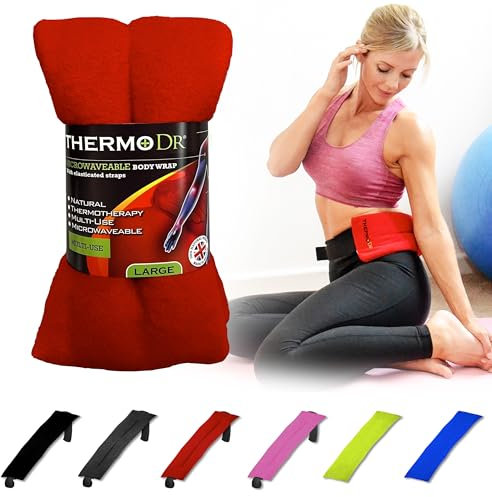 Wheat Bags Microwavable Heat Pack - Body Wrap Microwave Heat Pad with UK Cleaned Wheat & Lavender Scent for Body Discomfort - Back, Shoulder, Stomach & Neck Heat Pad by ThermoDR - Red