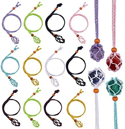 WEWAYSMILE Lot de 16 supports de collier en cristal, cordon en pierre, cordon vide, pour fabrication de bijoux (35 cm)