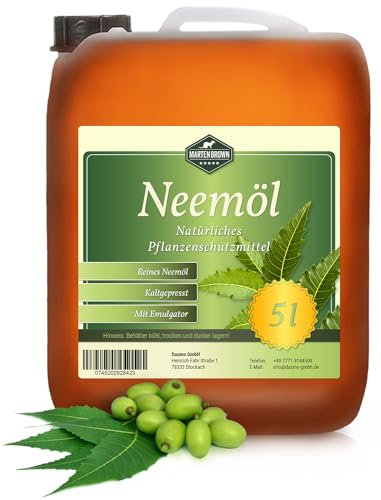 Martenbrown® Neemöl mit Emulgator 5 Liter - fertig gemischt für sofortige Anwendung/Zur natürlichen Pflanzenpflege für Zimmerpflanzen/Gartenpflanzen