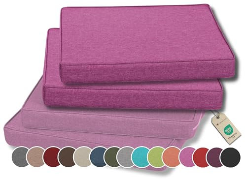 Gutekissen® Stuhlkissen Polsterauflage Auflage für Stühle/Bänke für Haus und Garten Sitzauflage Gartenkissen Sitzkissen viele Farben FK5 (45x45, Pink, 2)