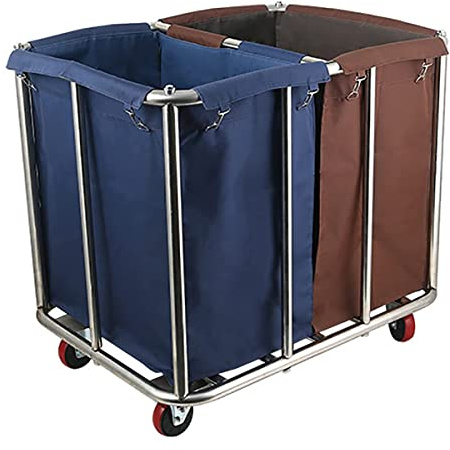 Wäschewagen mit Rollen Wäschesortierer auf Rollen Commercial Hotel Wäschekorb mit Edelstahlrohr Oxford Stoffbeutel 4 Leise Räder für Kleidung Lagerung (Size : B)
