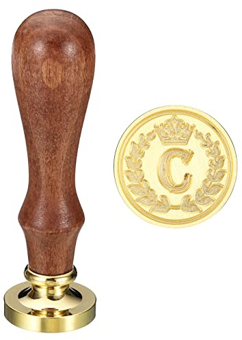 PATIKIL Alphabet C Wachs Siegel Stempel Initiale Buchstabe Siegel Wachs Stempel Klassisch Retro Abnehmbarer Messingkopf Hölzerne Handgriff für Umschlag Einladungskarten Stil 4