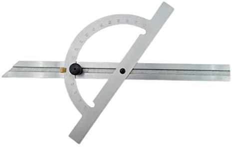 WRS Präz.-Winkelmesser mit verstellbarer Schiene, 10-170°, rostgeschützt, mattverchromt, mit Metall-Feststellschraube, im Etui, Größe: 200 x 400 mm