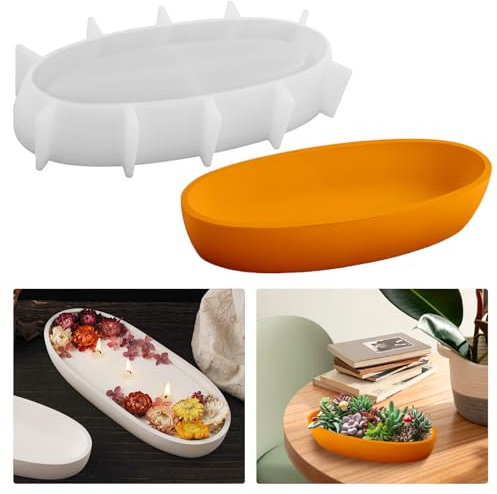 Silikonform Tablett Epoxidharz Tablett Gießform Kerzenhalter Silikonform Teelichthalter Gießform Silikon Teelicht Form Epoxidharz Schmuck Teller Gießform Kerzenständer Schale DIY Tablett Form