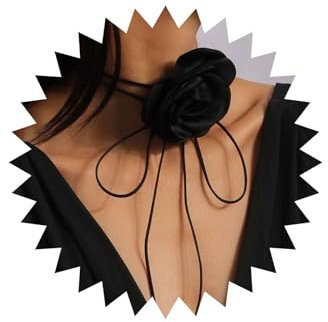 Inateannal Vintage Grande Fiore Collana Girocollo Velluto Nero Rosa Collana Fiore Lungo Nastro Fiore Lace-up Collana Goth Nero Scamosciato Fiore Collana Gioielli Per Le Donne Ragazze
