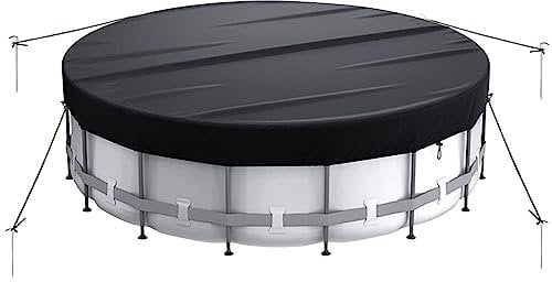 JUDANNA Round Pool Cover, Solar Covers for Above Ground Pools Swimming Pool Cover Protector Waterproof Outdoor Round Inflatable Hot Tub Cover Bathtub Pool Dust Covers (12 Ft)