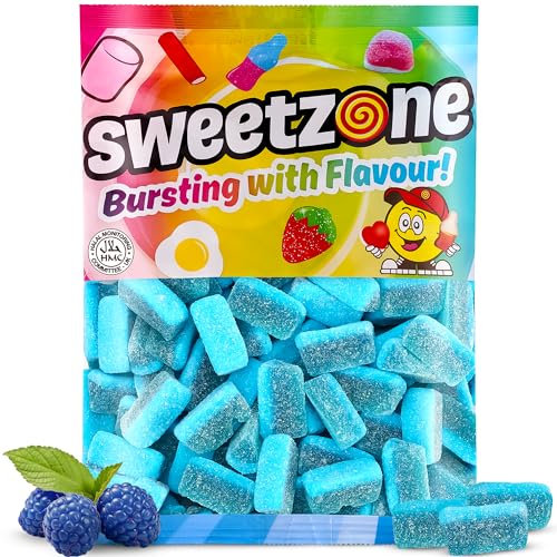 Sweetzone Fizzy Blue Raspberry Slices 1kg Gummy Sweets - Delicious Blue Raspberry Fruit Chews Sweets - Dive into Blue Sweets Bliss with this Halal Sweets Snack Gummies Perfect for Everyone