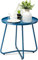 danpinera Petite table d'appoint d'extérieur en acier résistant aux intempéries - Petite table d'appoint ronde en métal pour terrasse, cour, balcon, jardin - Bleu
