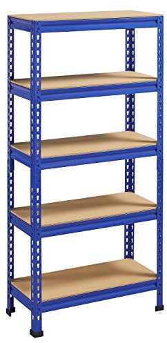 Yaheetech Lagerregal Schwerlastregal Steckregal 5 MDF-Platten Kellerregal Werkstattregal je Fachboden 150 KG belastbar (Blau, 70x30x150cm)