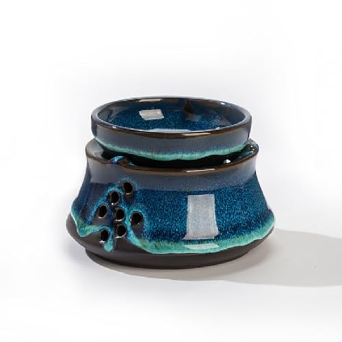 Warmself Aromalampe Teelichthalter aus Keramik Duftlampe aus Keramik Wachsschmelzbrenner Blauer Ofen
