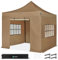 VONROC Cenador Easy-Up 3 x 3 m – Toldo de jardín impermeable, protección UV 50+, estructura de acero, bolsa con ruedas, modular con paredes laterales, color beige