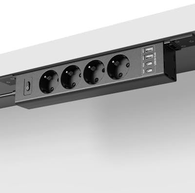 360° Montierbar Steckdosenleiste mit 4 USB Ports (2X USB-C), 2m Verlängerungskabel - Schraubbare Steckdosenleiste für Wand, Schreibtisch, Ecke und Untertischmontage