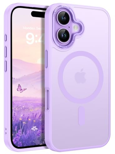 GUAGUA Handyhülle für iPhone 17 Hülle [Kompatibel mit MagSafe] Matt Magnetisch Durchscheinende Rückseite Stoßfest FallSchutz Kameraschutz Schutzhülle Dünn Case (6,3 Zoll) Lavendel/Lila