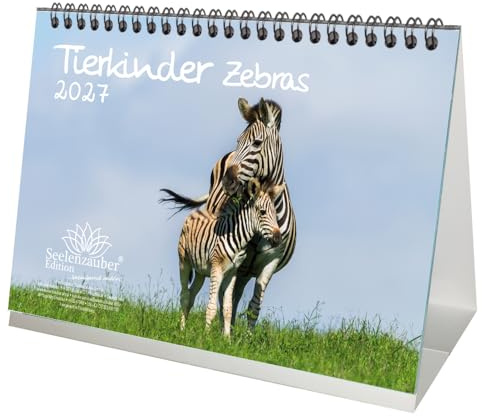 Tierkinder Zebras DIN A5 Tischkalender für 2027 Zebra - Seelenzauber