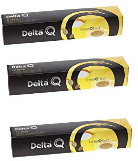 Delta Q Pack XL Lot de 30 Dosettes de café moulu prononcé et sucré Breaqfast, idéal pour ajouter une touche de lait