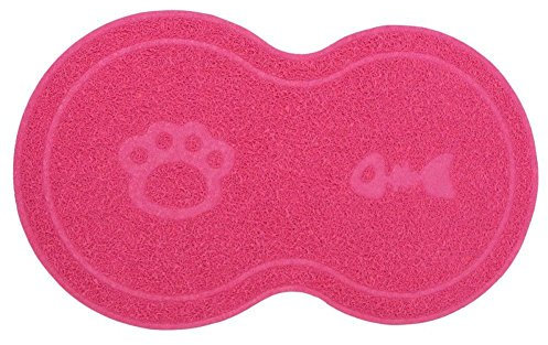 Premium PET Katzenklomatte Fußmatte,KINGCOO Pfote und Knochen Art Katze Fütterungs Matten Auflage Bett Teller Wasser Schüssel Nahrungsmitteldecke für Hundekatze Haustier (Rose)