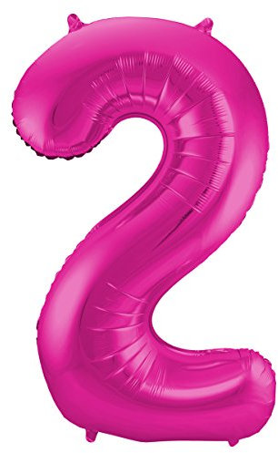 Folat 631921 - Folienballon Zahl 2 - magenta - ca. 86 cm
