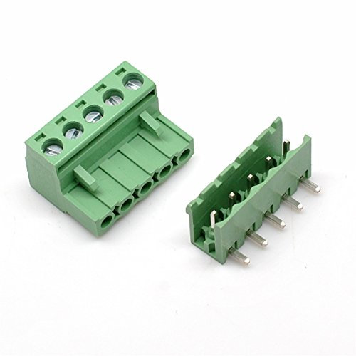 Oiyagai 10 Set Connettori a Blocco Terminale PCB a Incastro 5 Pin Passo 5,08mm Angolo Retto