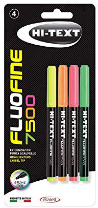 Evidenziatori 7500 HI-TEXT FLUOFINE busta trasparente 4 evidenziatori punta scalpello extra fine