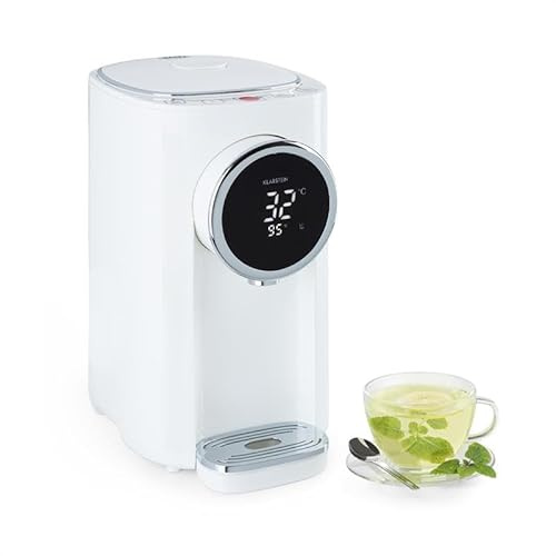 Klarstein Hot Spring Plus Dispensador Agua Caliente, Depósito: 5 litros, Pantalla LCD, 45-95 °C, Cuba de Acero INOX, Protección Anti Marcha en seco y sobrecalentamiento, Bloqueo Infantil, Blanco