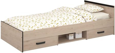 Parisot 2078-L2TI Einzelbett B/H/T Ca. 96x65x206 cm In Eiche Jackson/Absetzungen In Schwarz