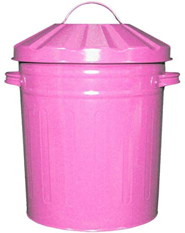 Muddy Hands 15 Litre Small Metal Bin with Lid Recycling Rubbish Waste Paper Dustbin (Pink)