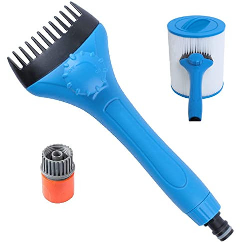 Poweka Swimming Pool Filter Cartridge Cleaner Tool, Spa & Hot Tub Filter Cartridge Cleaning Tool with Adapter - Removes Dirt/Debris from Pool Filters