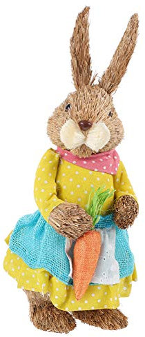 STOBOK Hase Figur Stroh Hase Deko Osterhase Kaninchen Osterdeko Desktop Häschen Ornament Rustikale Landhausstil Ostern Frühling Festival Party Büro Zuhause Wohnzimmer Dekoration Stil A